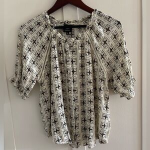 Bobeau Short Sleeve Knit Button Up Top